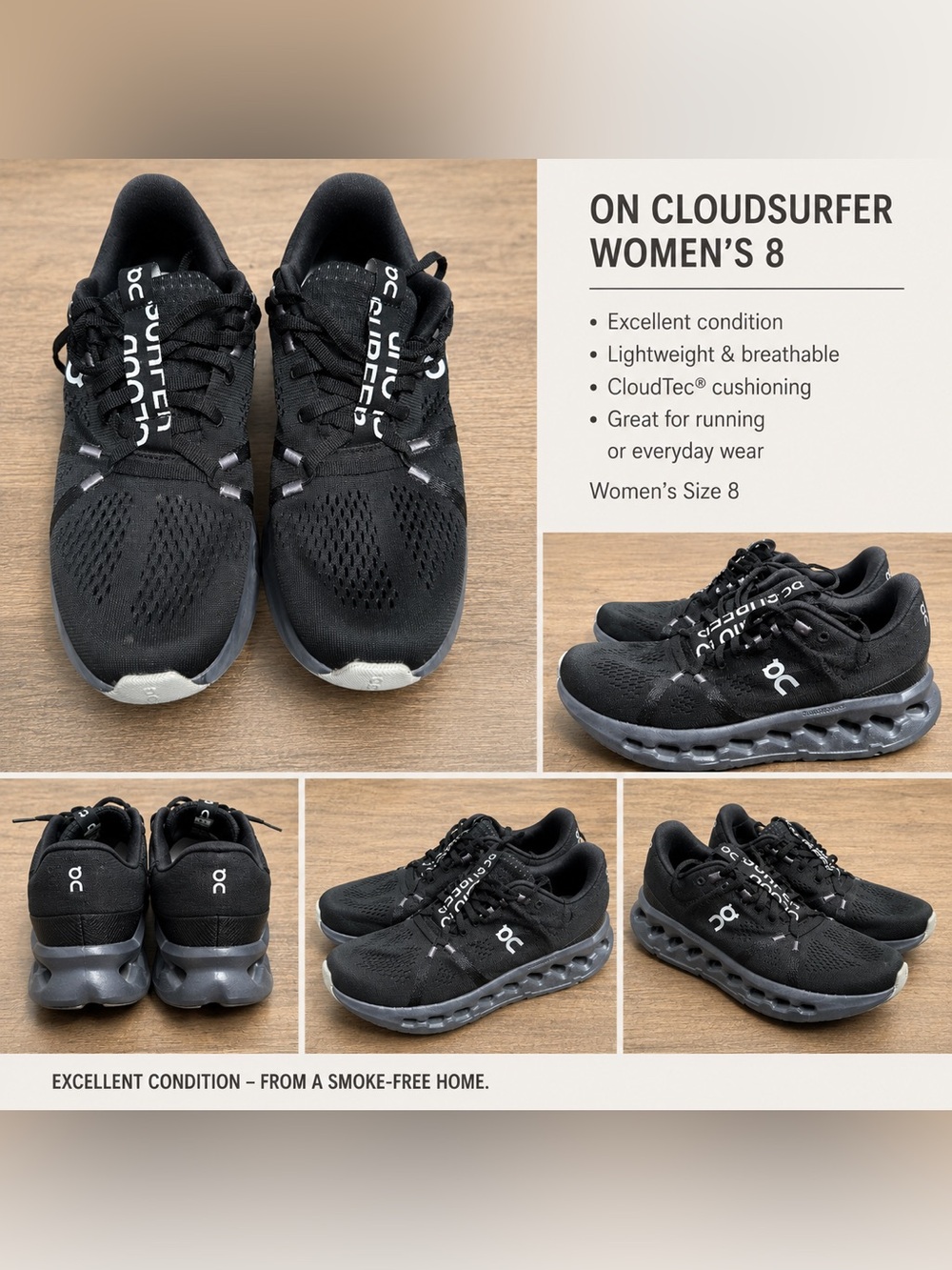 On Running Cloudsurfer Women's Black Athletic Shoes